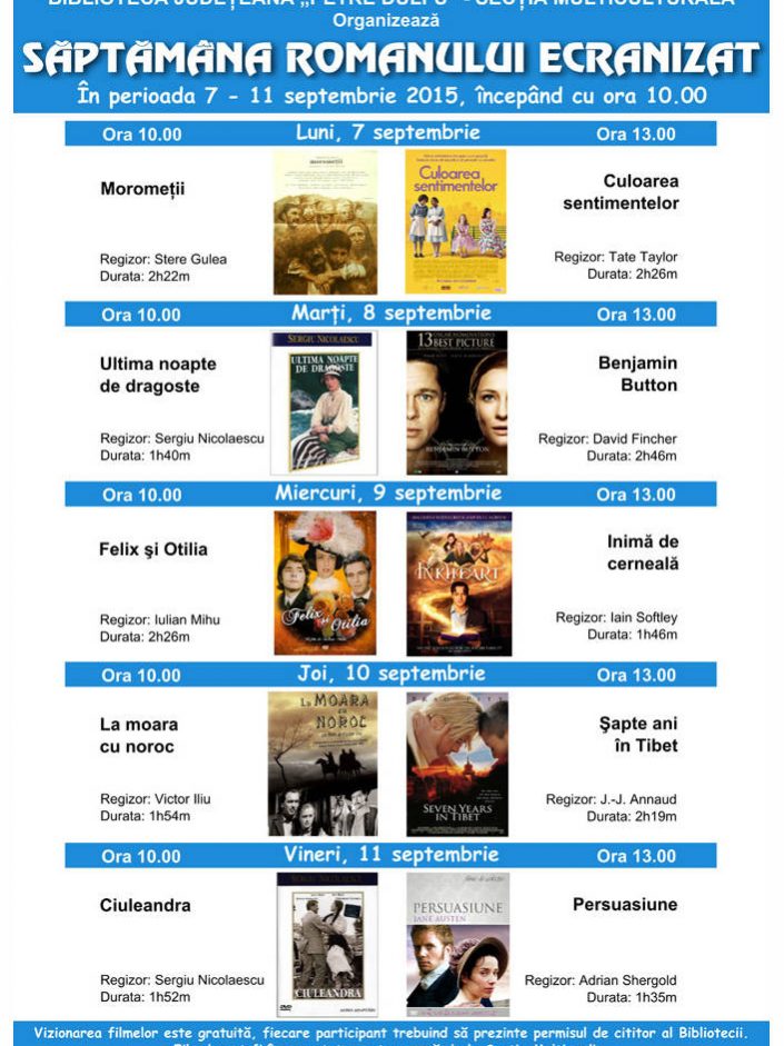Săptămâna romanului ecranizat, 2015