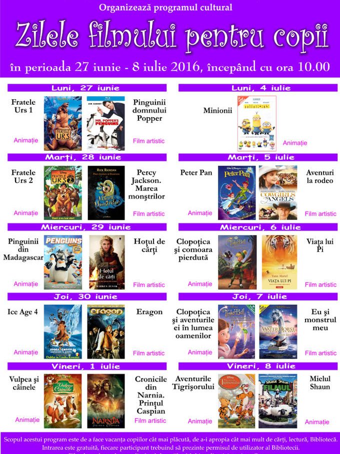 Zilele fimului pt copii 2016