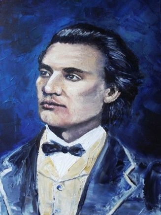 MIHAI EMINESCU (pictură realizată de artista Claudia Mandl – profesor de arte plastice al Școlii Junimea din Montreal)