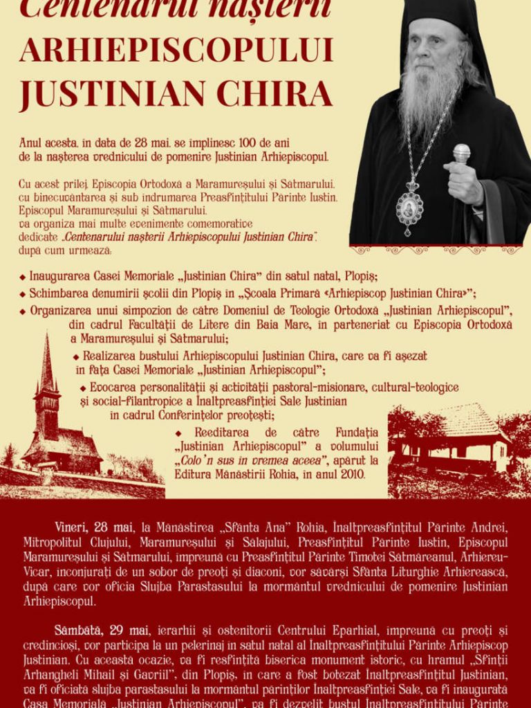 CENTENARUL NAȘTERII ARHIEPISCOPULUI JUSTINIAN CHIRA