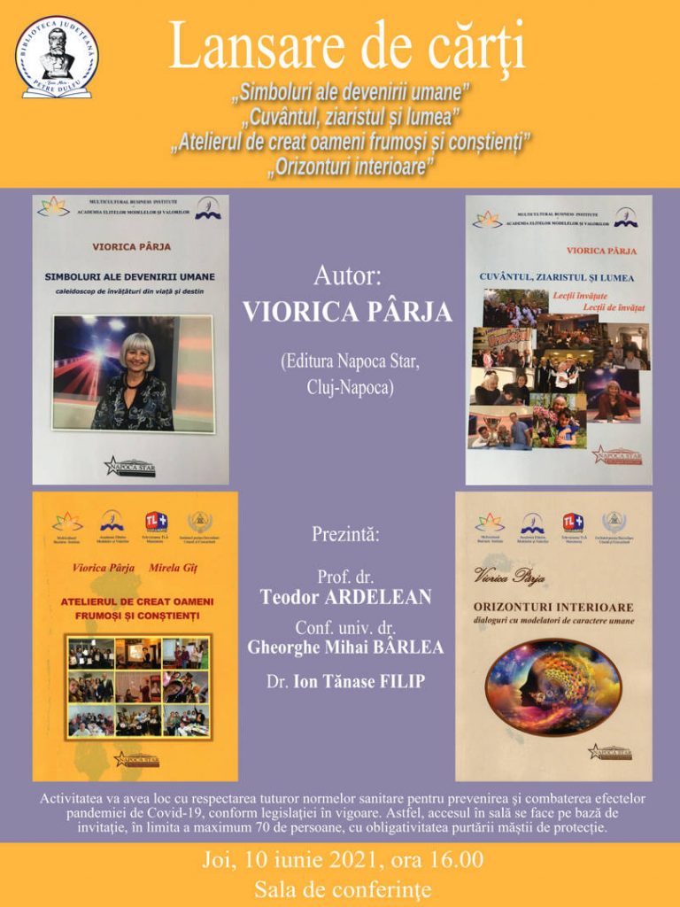 Lansare de cărți, autor Viorica Pârja (Joi, 10 iunie 2021)