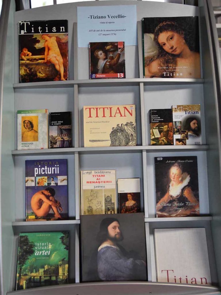 Tiziano Vecellio – viața și opera – 445 de ani de la moartea pictorului italian (27 august 1576) – Expoziție de carte BJPD