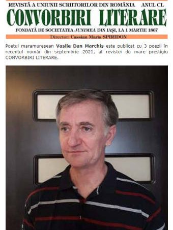 Convorbiri literare – septembrie 2021 – poetul Vasile Dan Marchiș