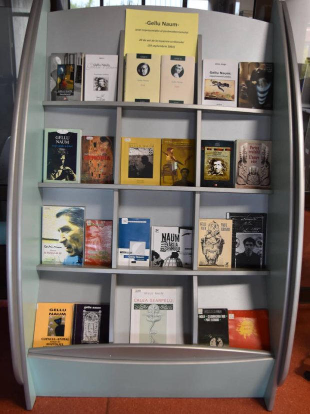 Expoziție de carte – Gellu Naum, 20 de ani de la moarte (BJPD, 29 septembrie 2001)