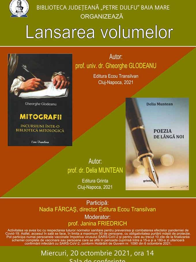 Lansare de carte la BJPD Gheorghe Glodeanu si Delia Muntean 20 octombrie 2021