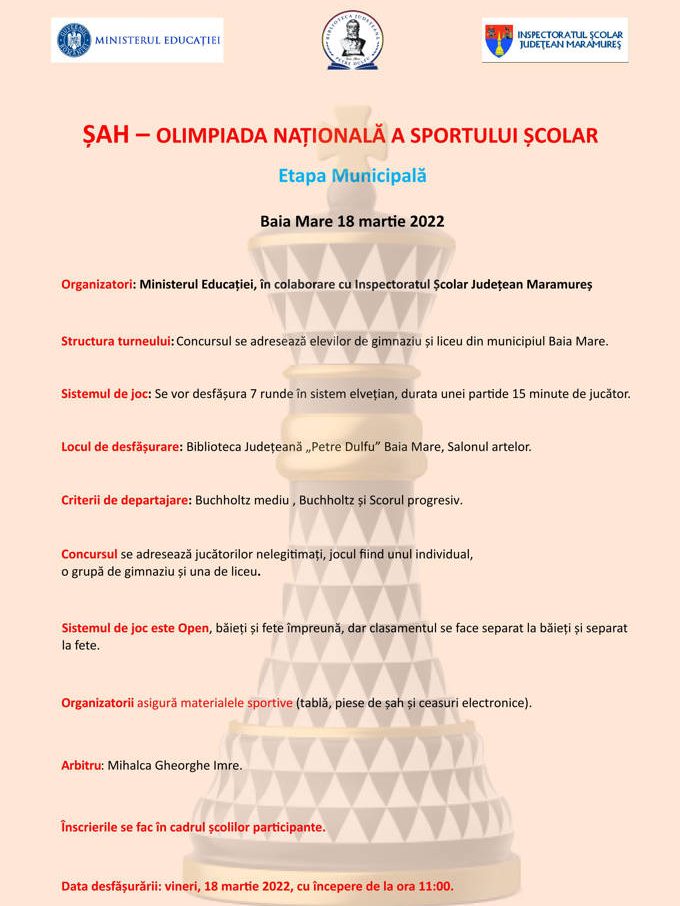 SAH – Campionatul scolar individual 2022