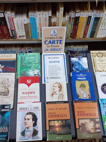 Eminescu, vitrină de carte 14 – 19 iunie 2022, Filiala Iorga BJPD