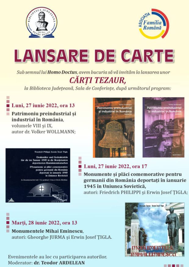 Patrimoniu preindustrial şi industrial în România – lansare de carte la BJPD 27-06-2022