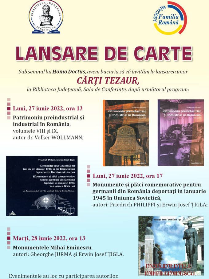 Patrimoniu preindustrial şi industrial în România – lansare de carte la BJPD 27-06-2022