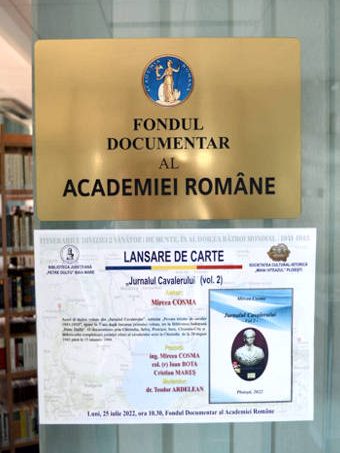 Lansare Jurnalul Cavalerului, de Mircea Cosma vol.II – BJPD-25-07-2022