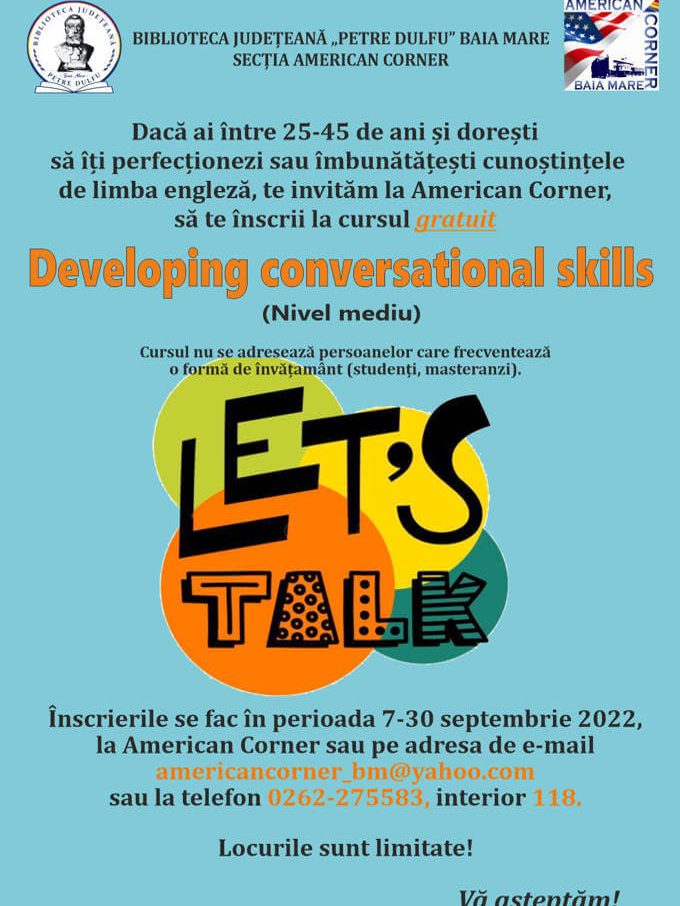 Curs de engleză nivel mediu la American Corner BJPD-13-09-2022