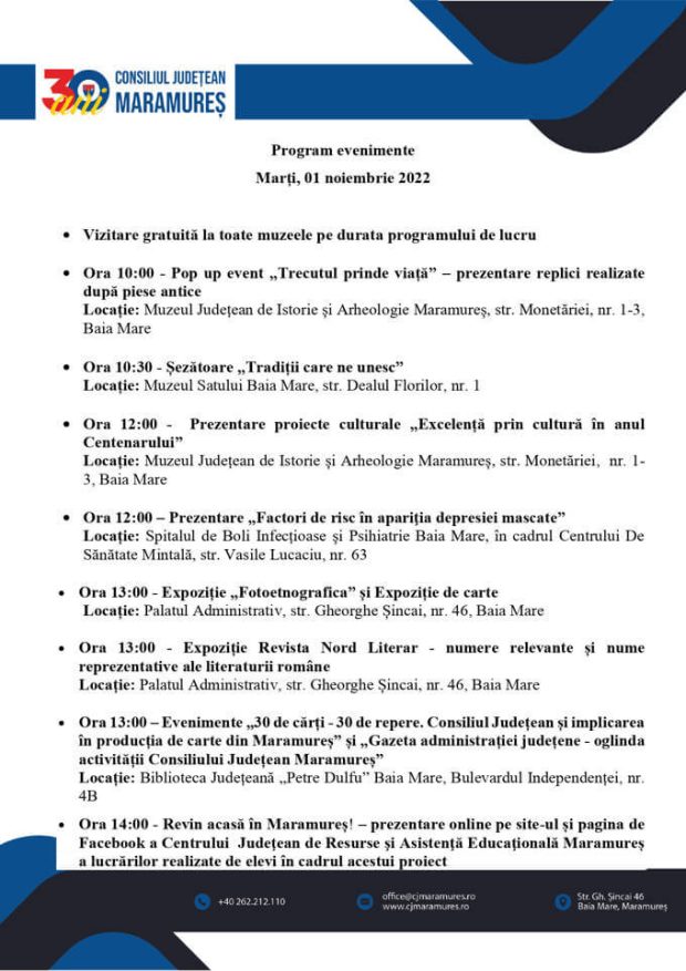 CJ Maramureș – 30 de ani – 1 noiembrie 2022