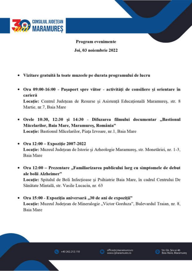 CJ Maramureș – 30 de ani – 3 noiembrie 2022