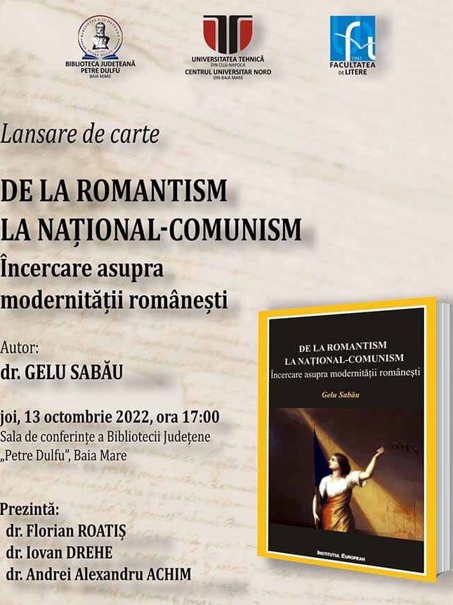 Lansare carte De la romantism la național-comunism, autor Gelu Sabău – BJPD 13-10-22