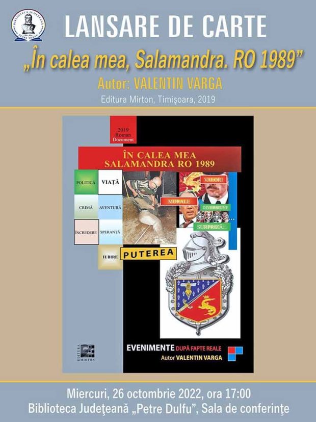 Lansare de carte – În calea mea, Salamandra RO1989, de Valentin Varga – la BJPD 26-10-2022