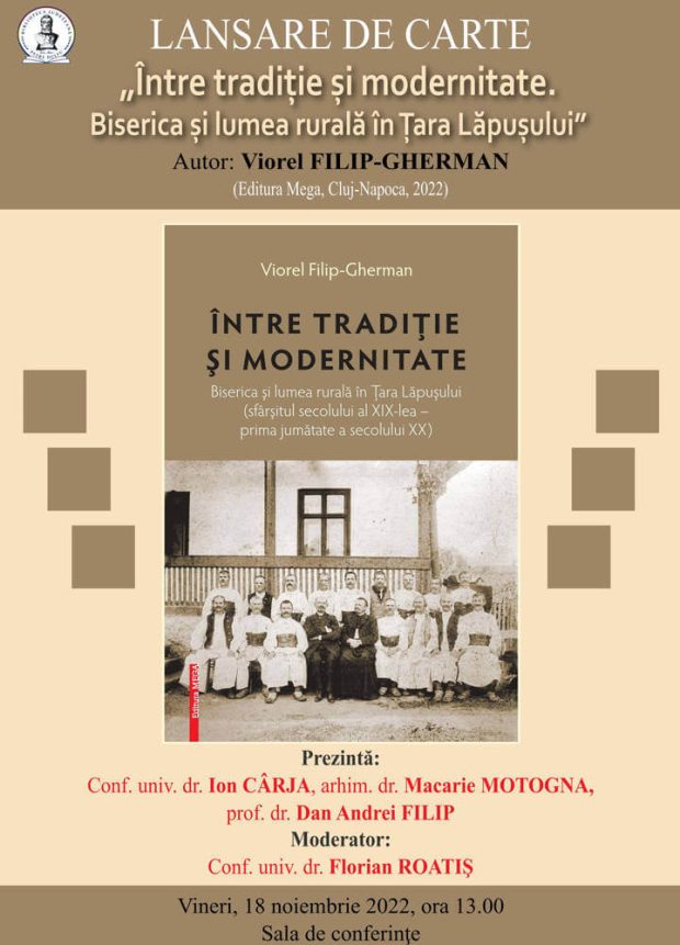 Afis lansare carte Filip Gherman – Intre traditie si modernitate – BJPD 18-11-22
