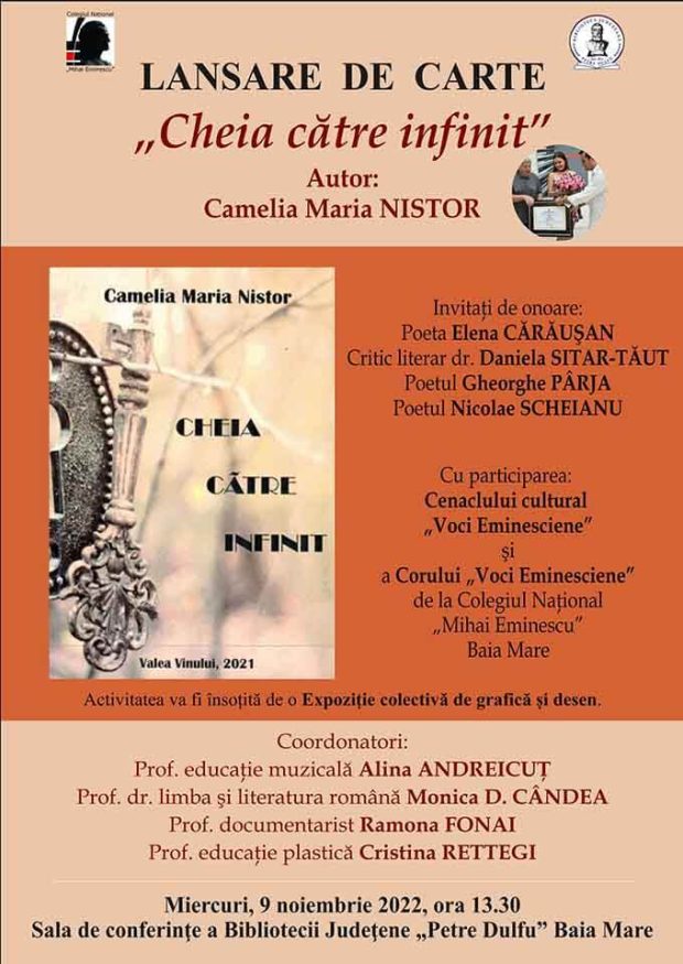 Lansare de carte ”Cheia către infinit” de Camelia Maria Nistor – BJPD 09-11-2022