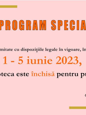 Anunt BJPD – Program 1-5 iunie 2023