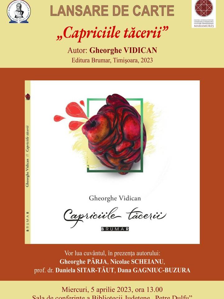Afis lansare volum poezii Gheorghe Vidican – BJPD 5 aprilie 2023