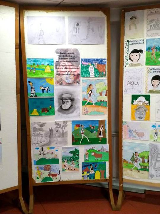Expoziţia plastică „Petre Dulfu şi opera sa în viziunea copiilor” la BJPD – 6-20 martie 2023