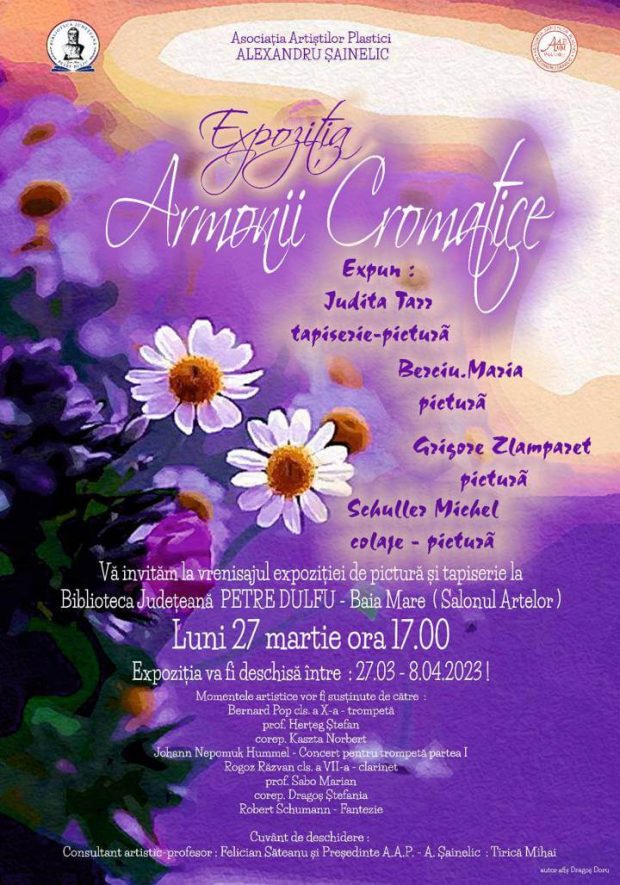 Expoziție de pictură, colaje și tapiserie „Armonii cromatice” – BJPD-27-03-23