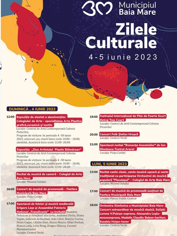 Zilele Culturale ale Municipiului Baia Mare, 4 – 5 iunie 2023
