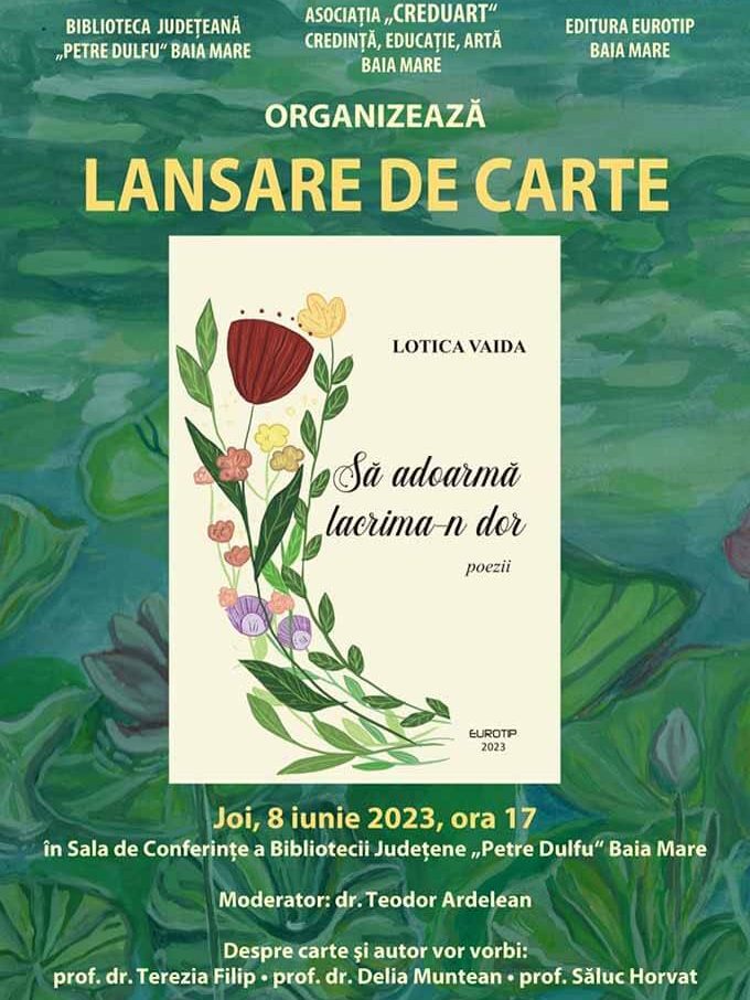 Lansare de carte „Să adoarmă lacrima-n dor”, BJPD 8 iunie 2023