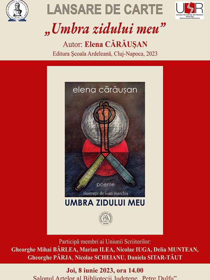 Lansare de carte „Umbra zidului meu”, de Elena Cărăușan, BJPD 8 iunie 2023