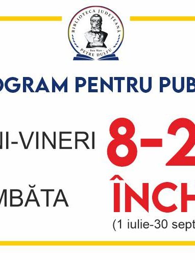 Orar BJPD 1 iulie – 30 septembrie 2023