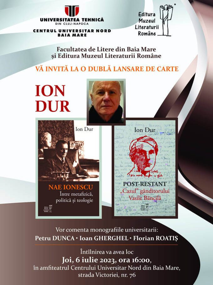 Dublă lansare de carte la Baia Mare dr. Ion Dur, 6 iulie 2023