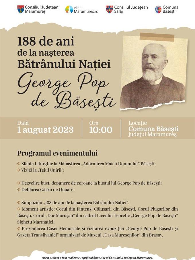 Evenimentul cultural „188 de ani de la nașterea Bătrânului Nației, George Pop de Băsești”