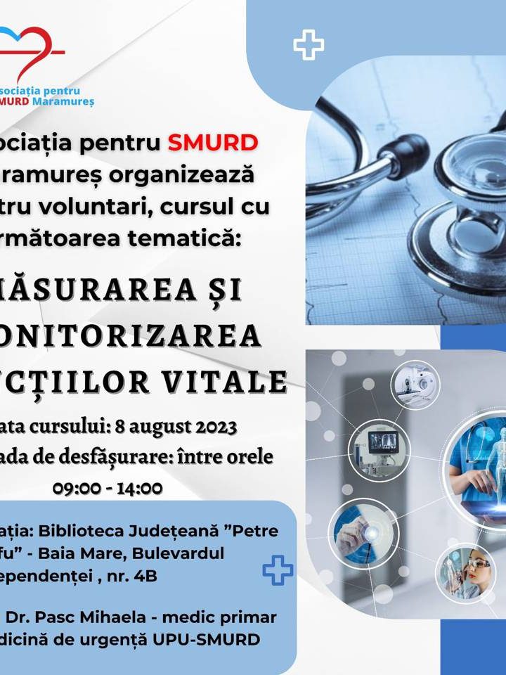Afis curs voluntari SMURD – 8 august 2023