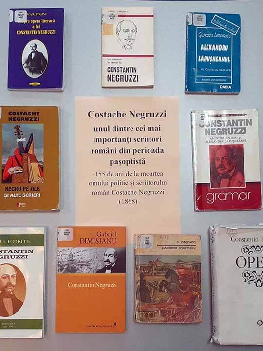 Vitrină de carte – 155 de ani de la moartea scriitorului român Costache Negruzzi (1868) – BJPD 24-08-23