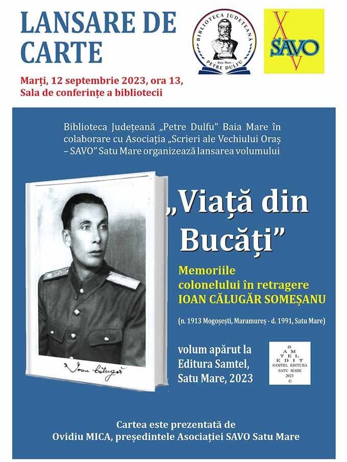 Lansare carte – „Viață din Bucăți”, de Ioan Călugăr Someșanu – BJPD-12-09-23