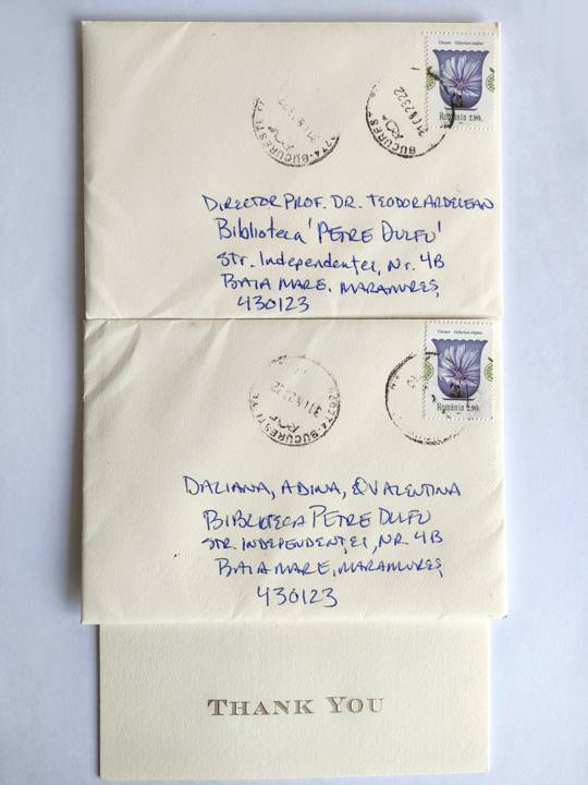 Plic Peter Brown către Biblioteca județeană Petre Dulfu – feat