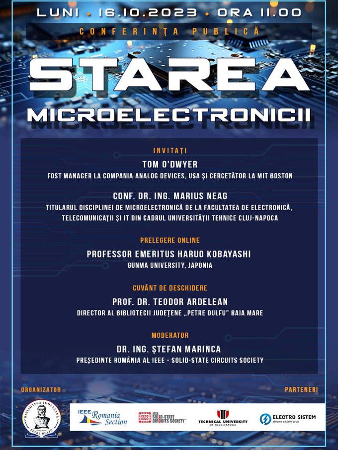 Afiș Conferința Starea microelectronicii – BJPD 16-10-23