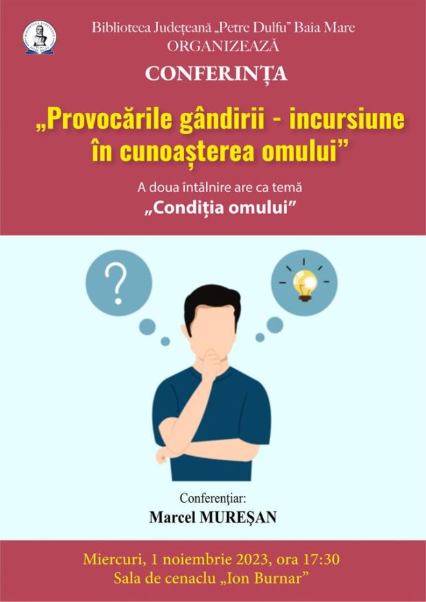 Afis Conferinta „Provocarile gandirii” 2 – BJPD 01-11-23