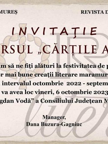 Concursul ”Cărțile Anului”, 6 octombrie 2023, Palatul Administrativ Baia Mare