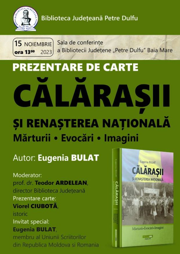 Lansare „Călărașii și Renașterea Națională”, de Eugenia Bulat – BJPD 15-11-2023