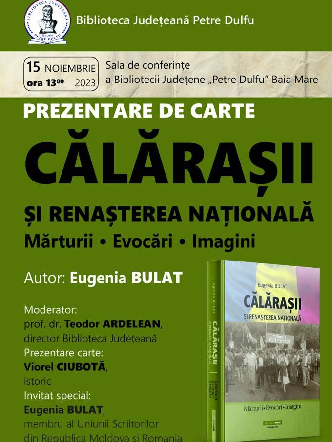 Lansare „Călărașii și Renașterea Națională”, de Eugenia Bulat – BJPD 15-11-2023