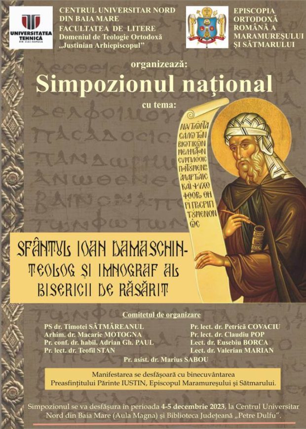 Sfântul Ioan Damaschin – teolog și imnograf al Bisericii de Răsărit, 4-5 dec 2023