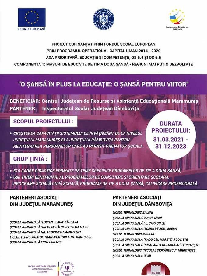 Afis conferinta incheiere proiect O sansa pentru educatie