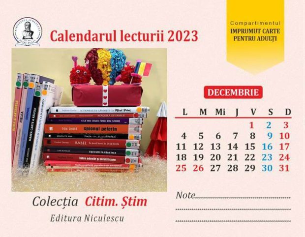 Calendarul lecturii, luna DECEMBRIE – Colecția Citim, Știm – BJPD 10-12-2023-2