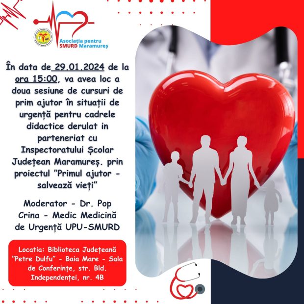 SMURD Maramureș – Curs de prim-ajutor „Primul ajutor salvează vieți” – BJPD 29-01-2024