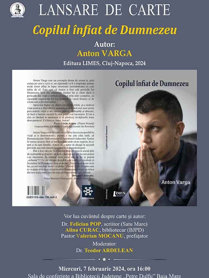 Lansare de carte „Copilul înfiat de Dumnezeu”, autor Anton Varga – BJPD 07-02-2024