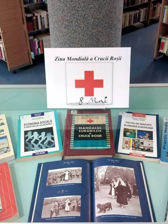 8 Mai ‒ Ziua Mondială a Crucii Roșii – Vitrină de carte BJPD 08-05-2024