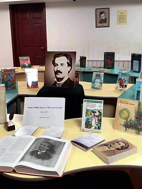 „Omagiu lui Mihai Eminescu la 135 de ani de la moarte” – expoziție de carte BJPD 15-06-2024