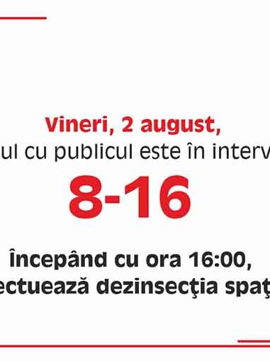 Anunt – Program special la BJPD 02-08-2024