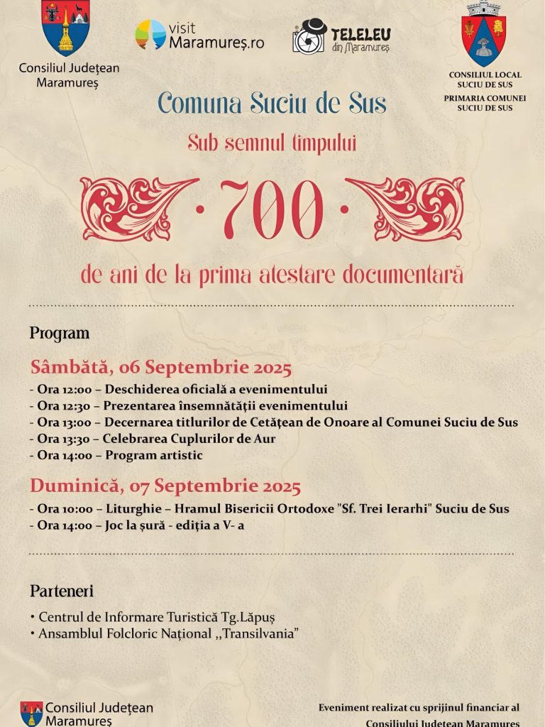 afis 700 de ani de atestare documentara Suciu de Sus